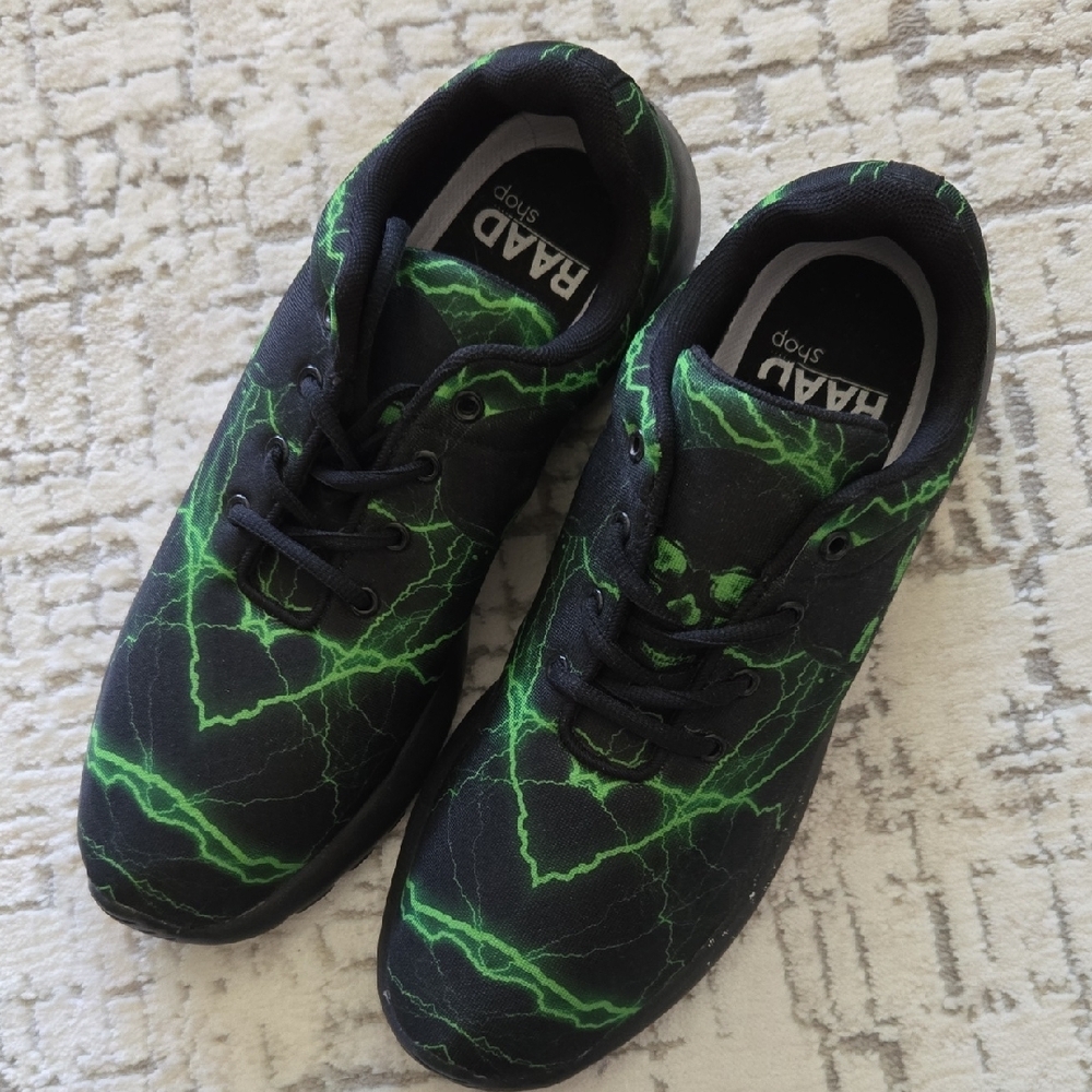 RAAD Black and Green Lightning Sneakers